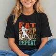 Women's Eat Sleep Baseball Repeat Vintage Player Sport Lover Retro Graphic Youth Women's Eat Sleep Baseball Repeat Vintage Player Sport Lover Retro Graphic Youth