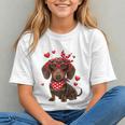 Dachshund Valentines Day Wiener Dog Lover Weenie Heart Raglan Baseball Tee Graphic Youth