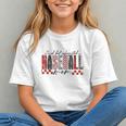 Retro Checkered Tired But Caffeinated Baseball Mom Leopard Graphic Youth