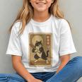 Vintage Japanese Ukiyo-e Baseball Cat Batting Graphic Youth