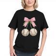 Baseball Girls Women Coquette Pink Bow Baseball Graphic Youth