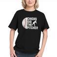Chicks Dig The Pitcher Baseball Graphic Youth