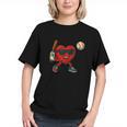Valentines Day Baseball Red Heart Love Boys Kids Tee Graphic Youth