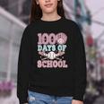 100 Days Of School Baseball 100th Day Of School Girls Youth Crewneck Sweatshirt