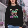 100 Days Of School Baseball Ice Cream Drip 100th Day Player Youth Crewneck Sweatshirt