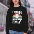 I Was 6 Now Im 7 Baseball Birthday Age 7 Youth Crewneck Sweatshirt