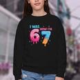 I Was 6 Now I'm 7 Meme Six Seven Baseball 7th Birthday Youth Crewneck Sweatshirt