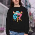 67 Baseball Ice Cream Drip Player Youth Crewneck Sweatshirt