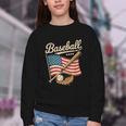 American Flag Baseball Player Bat Fan Catcher Pitcher USA Youth Crewneck Sweatshirt American Flag Baseball Player Bat Fan Catcher Pitcher USA Youth Crewneck Sweatshirt