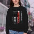 American Flag Baseball Team Baseball Player Baseball Youth Crewneck Sweatshirt