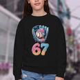 Baseball Drip Number 67 Player 67th Birthday Ice Cream 67 Youth Crewneck Sweatshirt