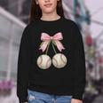 Baseball Girls Women Coquette Pink Bow Baseball Youth Crewneck Sweatshirt Baseball Girls Women Coquette Pink Bow Baseball Youth Crewneck Sweatshirt