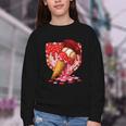 Baseball Heart Valentine Baseball Ice Cream Drip Boys Girls Youth Crewneck Sweatshirt