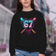 Baseball Ice Cream Drip Number 67 Player 67th Birthday 67 Youth Crewneck Sweatshirt Baseball Ice Cream Drip Number 67 Player 67th Birthday 67 Youth Crewneck Sweatshirt