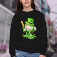 Baseball Player Ice Cream Drip Shamrocks St Patrick's Day Youth Crewneck Sweatshirt Baseball Player Ice Cream Drip Shamrocks St Patrick's Day Youth Crewneck Sweatshirt