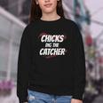 Baseball Seams Chicks Dig The Catcher Youth Crewneck Sweatshirt