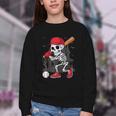 Baseball Skeleton Halloween Playing Youth Crewneck Sweatshirt
