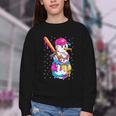 Baseball Snowman Drip Christmas Baseball Boys Men Kids Youth Crewneck Sweatshirt
