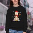 Baseball Snowman Merry Christmas Holiday Sports Xmas Pajamas Youth Crewneck Sweatshirt