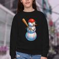 Baseball Snowman Merry Christmas Xmas Pajamas Men Women Kids Youth Crewneck Sweatshirt