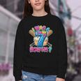 Blue Checkered I Was 6 Now I'm 7 Birthday Cake Baseball Drip Youth Crewneck Sweatshirt Blue Checkered I Was 6 Now I'm 7 Birthday Cake Baseball Drip Youth Crewneck Sweatshirt