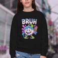 Bruh Baseball Drip Boys Youth Ice Cream Dripping Baseball Youth Crewneck Sweatshirt