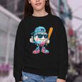 Cool Ice Cream Drip Baseball Drip For Boys Sports Kids Youth Crewneck Sweatshirt