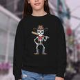 Cowboy Skeleton Baseball Halloween Graphic Youth Crewneck Sweatshirt Cowboy Skeleton Baseball Halloween Graphic Youth Crewneck Sweatshirt