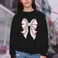 Cute Baseball Coquette Bow For Women Girls Baseball Mama Mom Youth Crewneck Sweatshirt