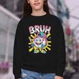 Drip Baseball Boy Youth Kid Ice Cream Dripping Baseball Bruh Youth Crewneck Sweatshirt