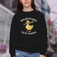 Duck And Baseball Bat Mess With The Quack You Get Whack Youth Crewneck Sweatshirt