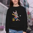 Easter Bunny Baseball Player Batter Rabbit Boys Kids Men Youth Crewneck Sweatshirt