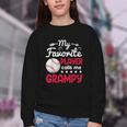 My Favorite Player Calls Me Grampy Baseball Grampy Youth Crewneck Sweatshirt
