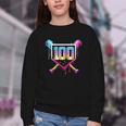 Happy 100 Days Of School Baseball Drip 100th Day Of School Youth Crewneck Sweatshirt