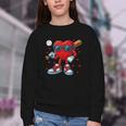 Heart Love Baseball Valentine Outfit Men Boy Youth Crewneck Sweatshirt