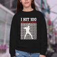 I Hit 100 Days Of School Baseball 100 Day Of School Youth Crewneck Sweatshirt I Hit 100 Days Of School Baseball 100 Day Of School Youth Crewneck Sweatshirt