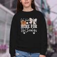 I'm Just Here For The Snacks Baseball Coquette Game Day Girl Youth Crewneck Sweatshirt I'm Just Here For The Snacks Baseball Coquette Game Day Girl Youth Crewneck Sweatshirt