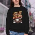 Just A Boy Who Loves Baseball Player Kids Youth Crewneck Sweatshirt