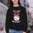 Just A Girl Who Loves Baseball Cute Retro Baseball Lover Youth Crewneck Sweatshirt