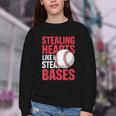 Kids Stealing Hearts Like I Steal Bases Cute Baseball Boys Youth Crewneck Sweatshirt