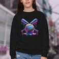 Neon Dripping Baseball And Bats Colorful Sports Art Youth Crewneck Sweatshirt Neon Dripping Baseball And Bats Colorful Sports Art Youth Crewneck Sweatshirt