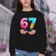 Six Seven 6-7 Baseball Ice Cream Drip 67 Meme Hands Youth Crewneck Sweatshirt