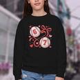 Six Seven Baseball Lover Sports Red Heart Bow Valentine Girl Youth Crewneck Sweatshirt