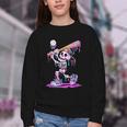 Skeleton Baseball Drip Boys Youth Kids Halloween Youth Crewneck Sweatshirt