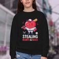 Stealing Hearts And Bases Baseball Player Valentine's Day Youth Crewneck Sweatshirt Stealing Hearts And Bases Baseball Player Valentine's Day Youth Crewneck Sweatshirt