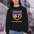 I Survived 67 Days Of School Baseball Trend For Boys Girls Youth Crewneck Sweatshirt
