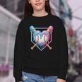 Valentines Baseball Heart Dripping Ice Cream Gen Z Alpha Youth Crewneck Sweatshirt Valentines Baseball Heart Dripping Ice Cream Gen Z Alpha Youth Crewneck Sweatshirt