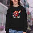 Valentines Day Baseball Dabbing Red Heart Love Boys Youth Crewneck Sweatshirt Valentines Day Baseball Dabbing Red Heart Love Boys Youth Crewneck Sweatshirt