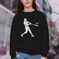 Valentines US Baseball Player Silhouette Heart Youth Crewneck Sweatshirt Valentines US Baseball Player Silhouette Heart Youth Crewneck Sweatshirt