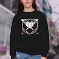 I Wear Purple For Alzheimers Awareness Baseball Heart Ribbon Youth Crewneck Sweatshirt